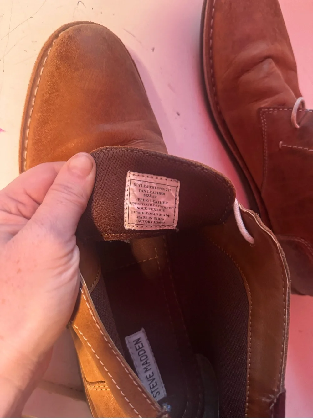 Steve Madden Hestonn Men's Tan Leather Derby Shoes Size 12